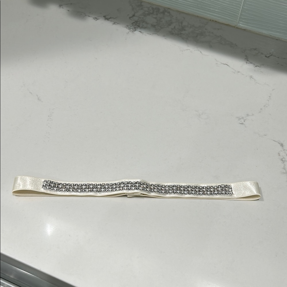 By Debra Girls Ivory Pearl Satin Belt